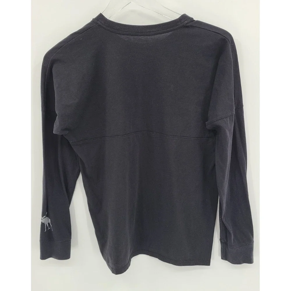 ABERCROMBIE & FITCH Boy Oversized Shirt 13/14 Black Spellout Long‎ Sleeve Black